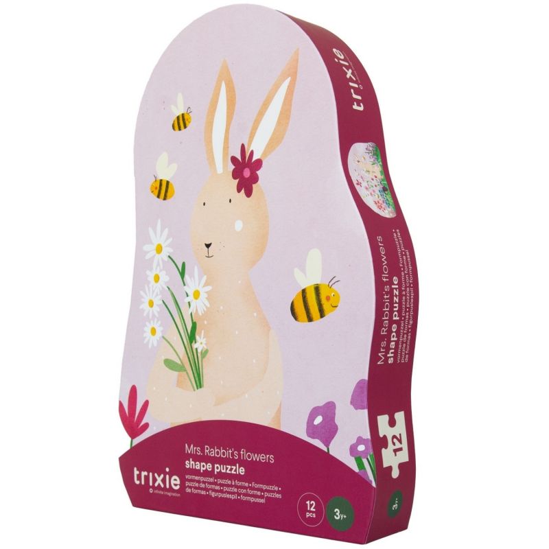 Puzzle à forme les fleurs de Mrs. Rabbit (12 pièces) Trixie Packaging 5