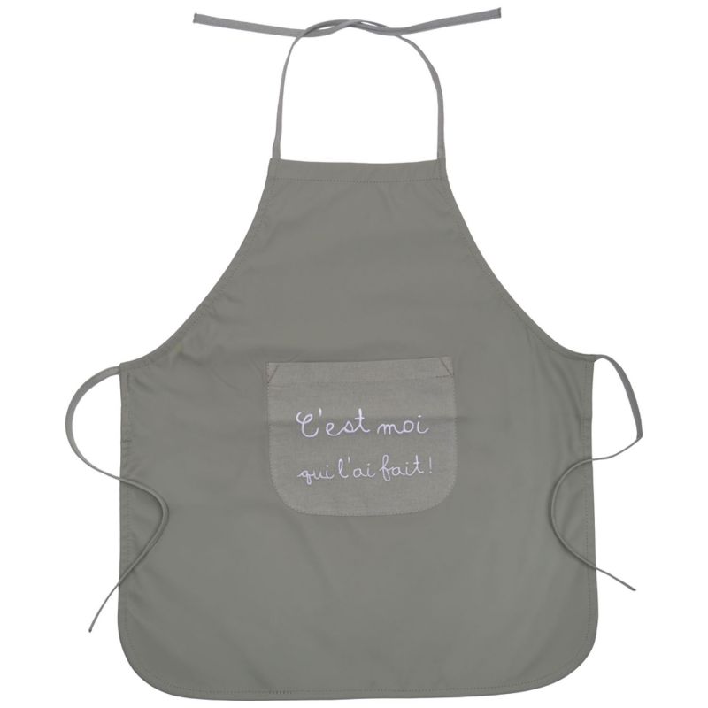 Tablier de cuisine C’est moi qui l’ai fait en tissu imperméable vert sauge BB & Co Produit 1