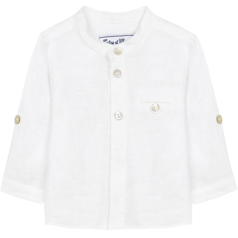 Chemise de cérémonie en lin blanc (1 an) Tartine et Chocolat