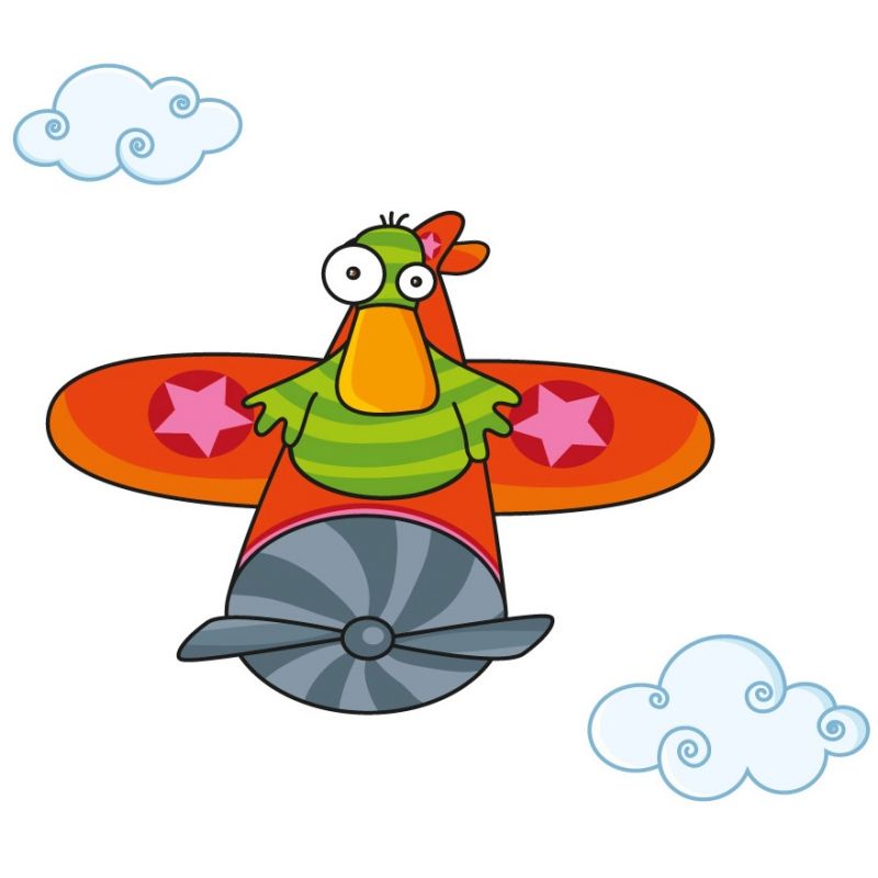Stickers muraux Canard en avion coin coin Série-Golo
