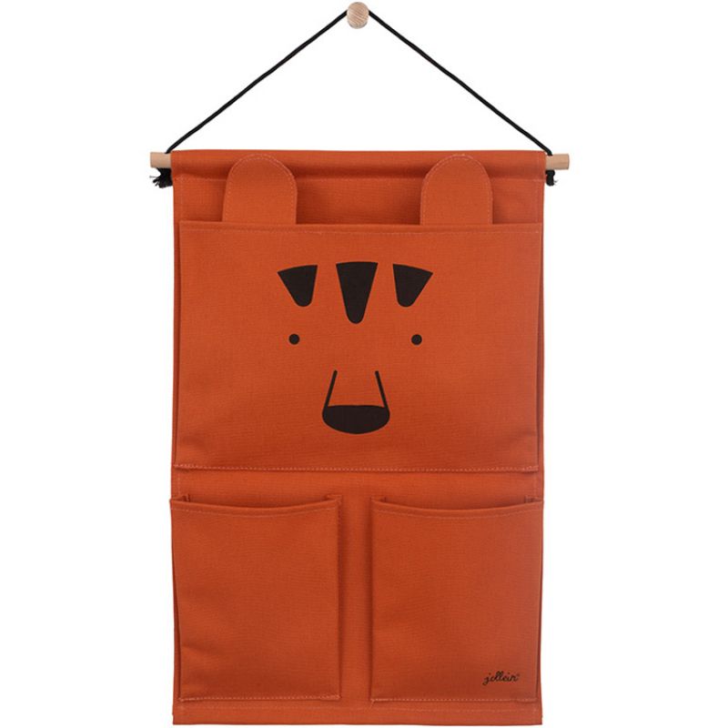 Vide-poches à suspendre en toile canvas tigre rouille Jollein