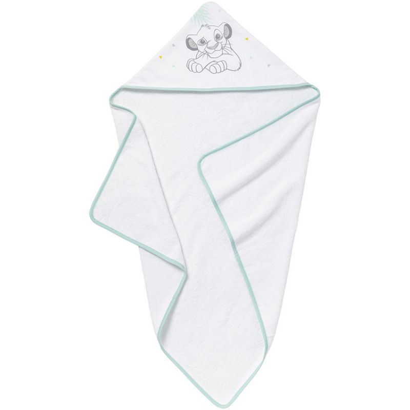 Cape de bain Simba liseré vert d'eau (80 x 80 cm) Babycalin