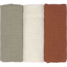 Lot de 3 langes en mousseline Little Forest (60 x 60 cm) - Lässig 