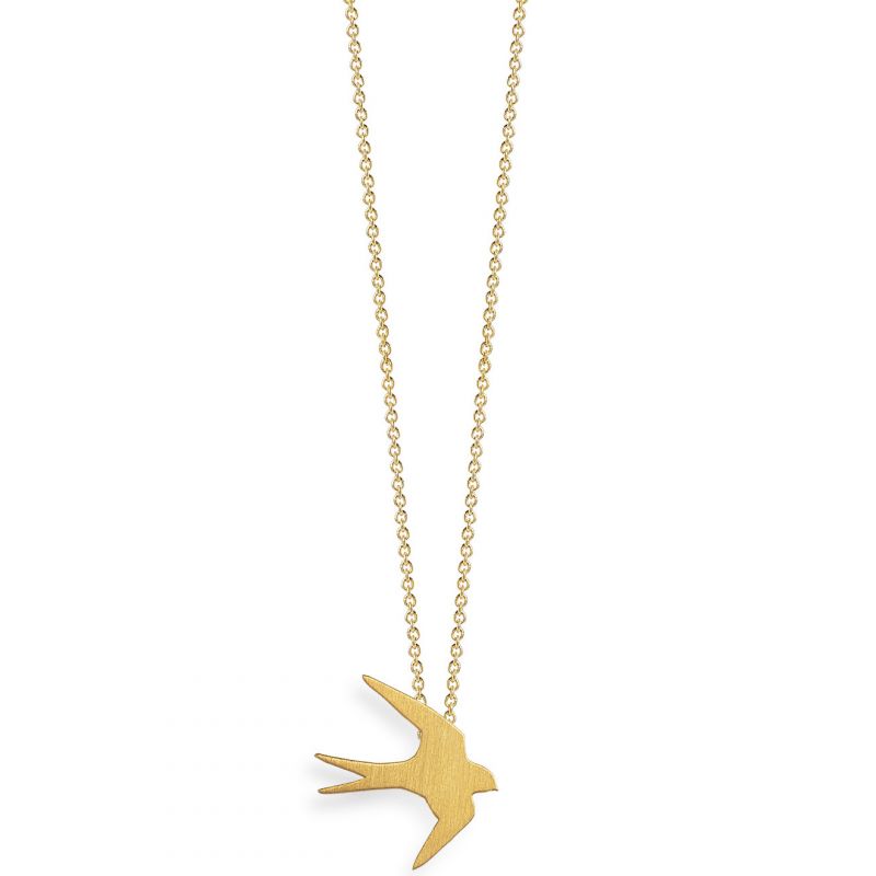 Collier chaîne 40 cm pendentif Nature hirondelle 13 mm (vermeil doré) Coquine