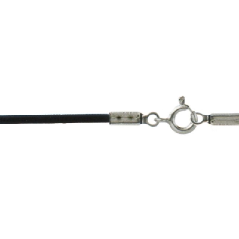 Collier cordon en caoutchouc noir (fermoir argent) Berceau magique bijoux