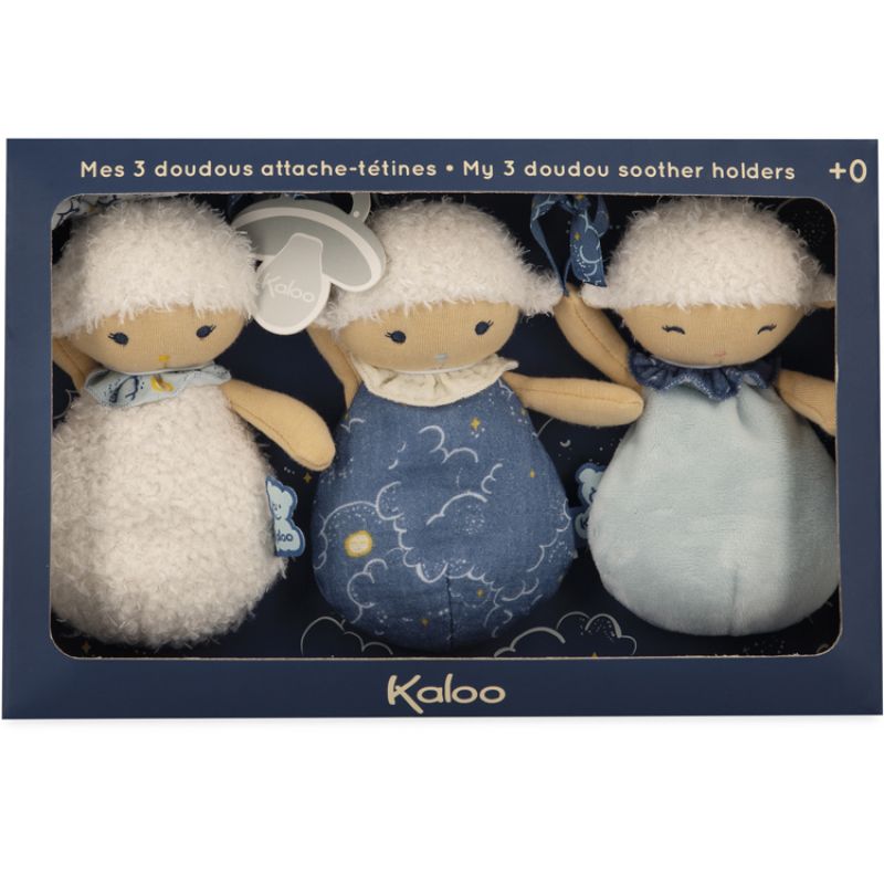 Lot de 3 doudou attache-sucette doux sommeil Kaloo