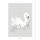 Affiche Le Cygne Grace gris (30 x 40 cm)