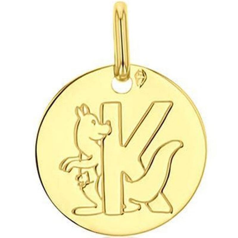 Médaille K comme kangourou personnalisable (or jaune 750°) Maison Augis