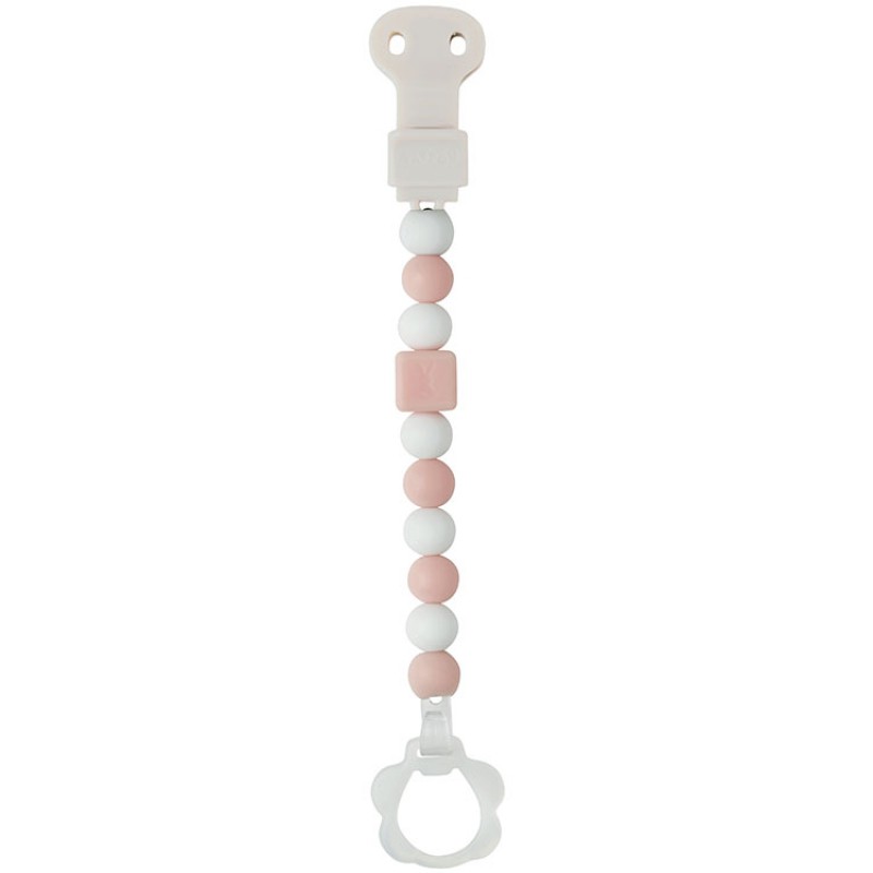 Attache sucette rose clair blanc Nattou