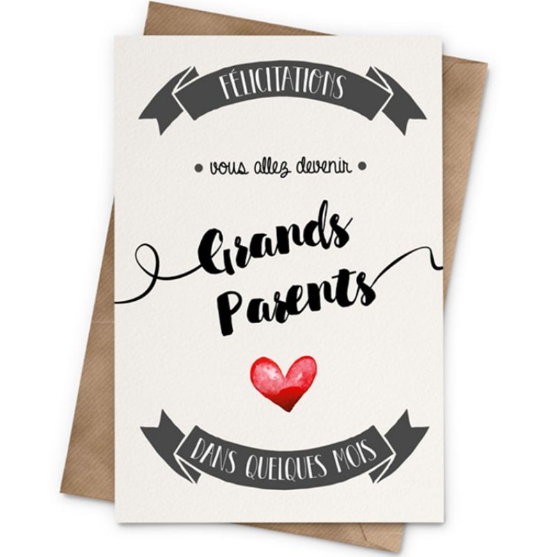 Carte Annonce grands-parents (10 x 15 cm) La Poupette à paillettes