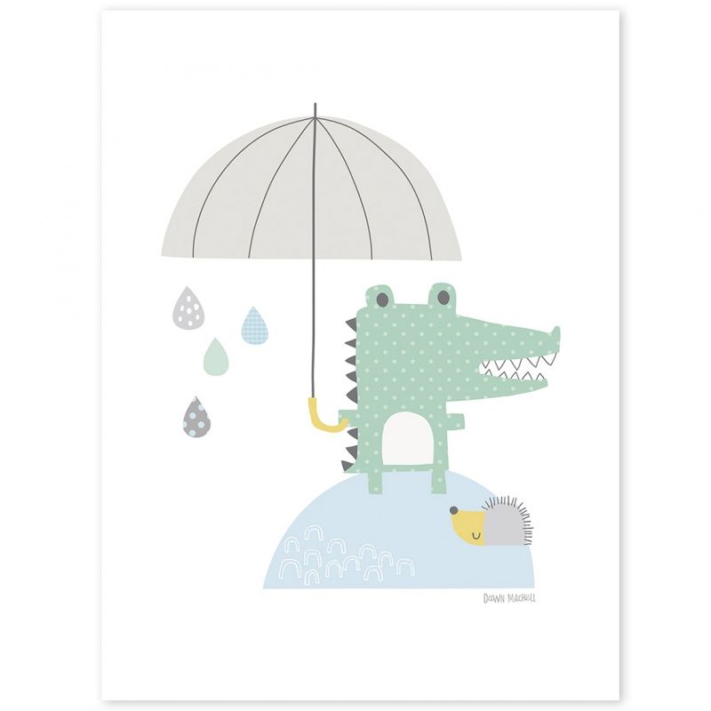 Affiche crocodile Smile, it's raining by Dawn Machell (30 x 40 cm) Lilipinso