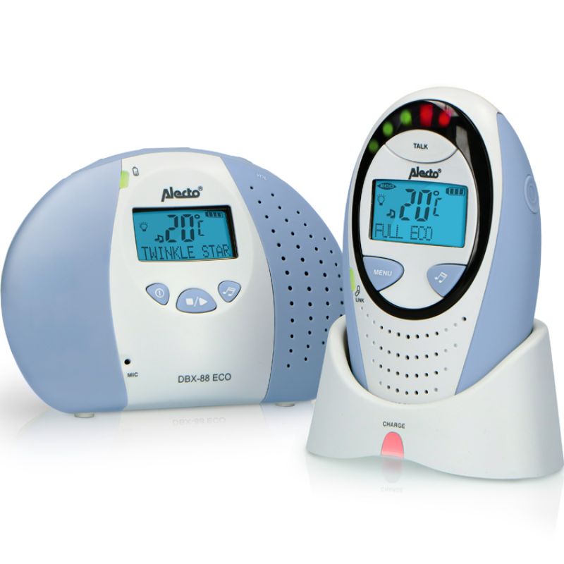 Babyphone Full Eco DECT avec écran blanc et bleu Alecto