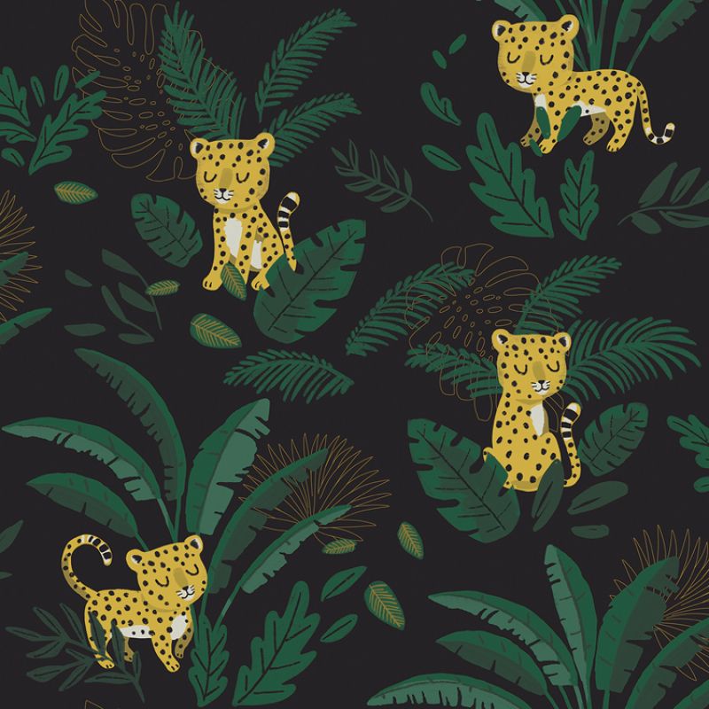 Papier peint intissé Petit guépard Jungle night Lilipinso