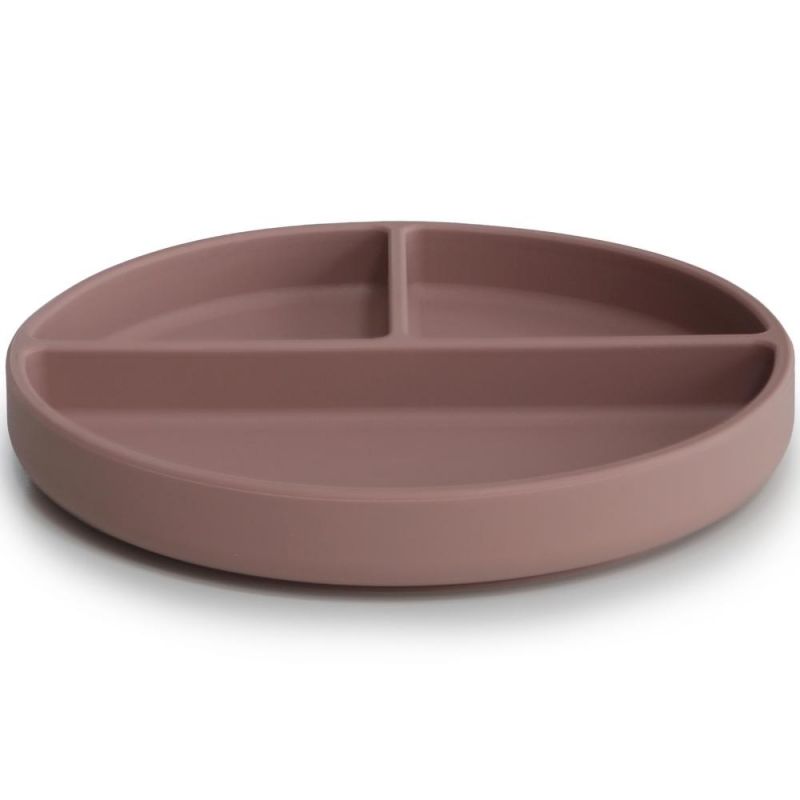 Assiette à compartiments en silicone avec ventouse Cloudy mauve Mushie Produit 1 grande taille