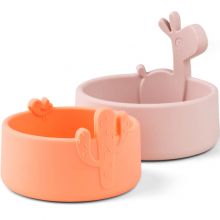 Lot de 2 bols en silicone Lalee rose et corail  par Done by Deer