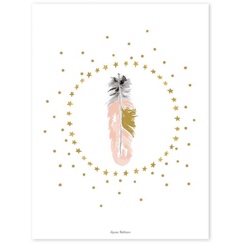 Affiche plume rose Flamingo by Lucie Bellion (30 x 40 cm) Lilipinso