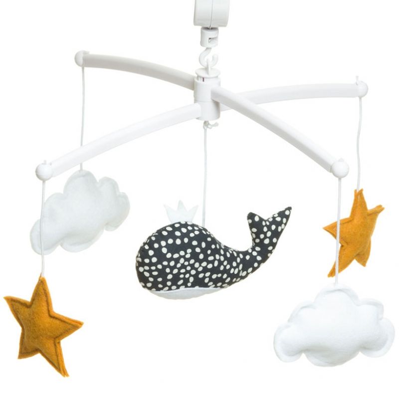 Mobile musical baleine bleu nuit (mélodie au choix) Pouce et Lina