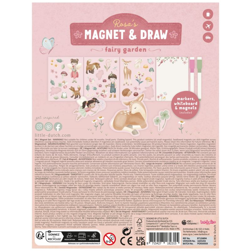 Livre de dessin magnétique Rosa Fairy Garden Little Dutch Packaging 9