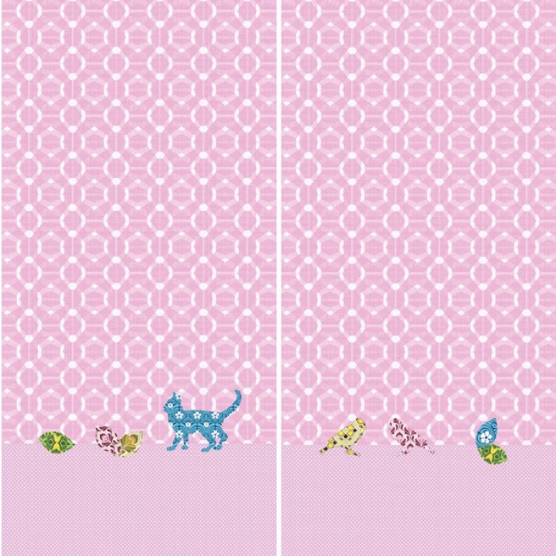 Set de 2 rideaux Silhouettes d'animaux rose (145 x 280 cm) Taftan