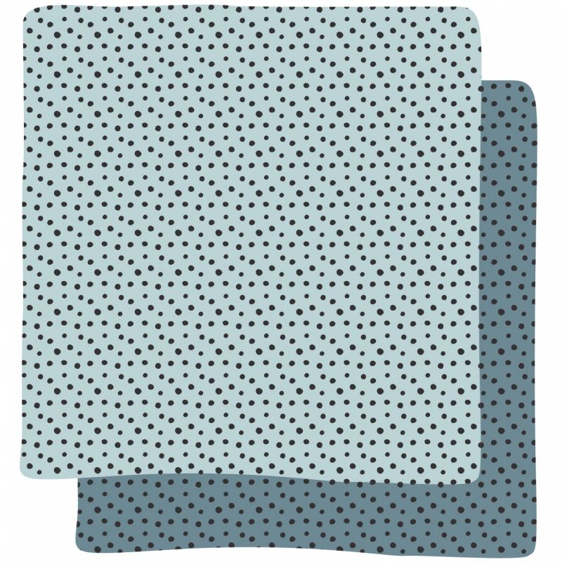 Lot de 2 langes Happy Dots bleu (70 x 70 cm)  Done by Deer
