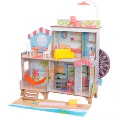 Maison de plage de poupée avec roue amusante