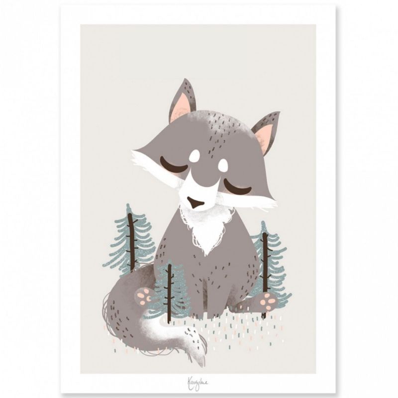Affiche A3 les Animignons le loup (personnalisable) Kanzilue