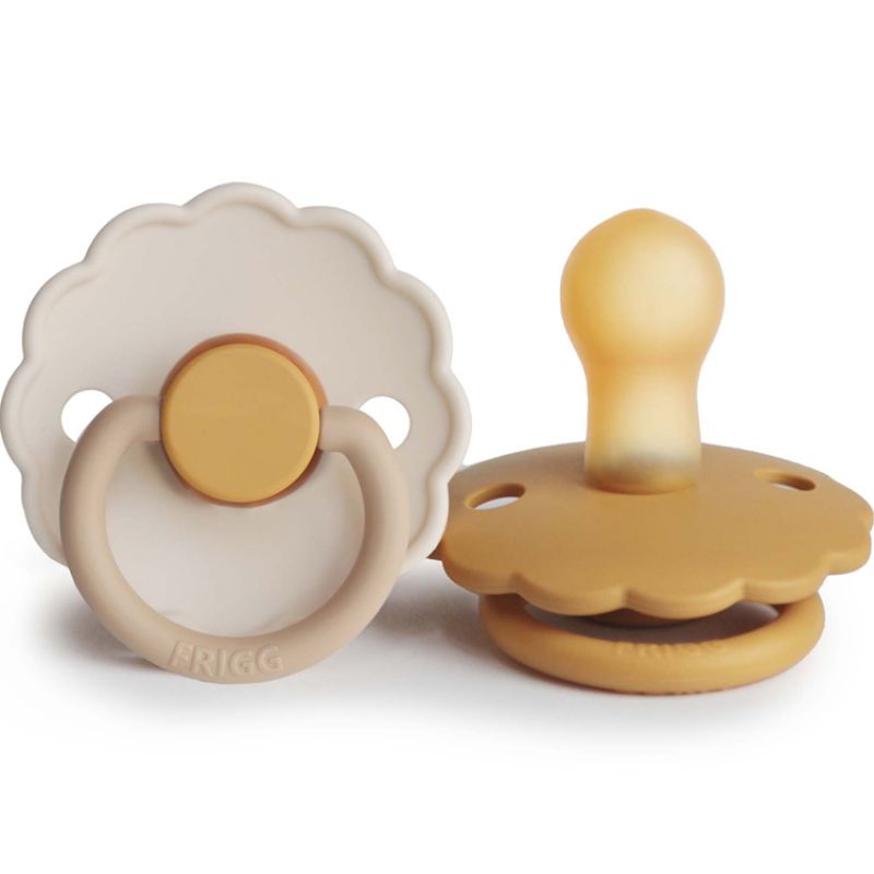 Lot de 2 sucettes en latex Daisy bloom Chamomile-Honey gold (0-6 mois) Frigg