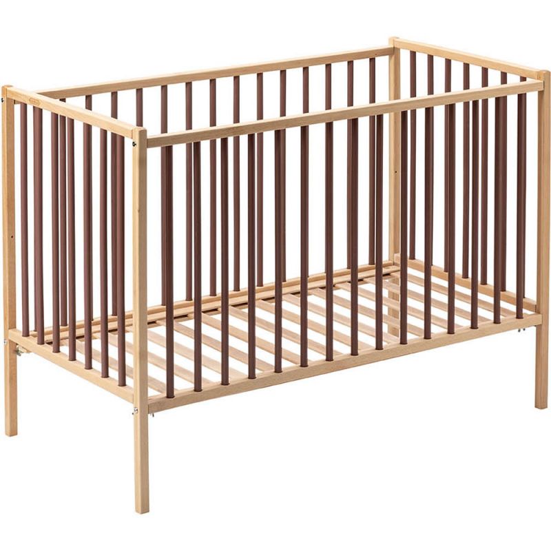 Lit à barreaux en bois Rémi hybride vieux rose (70 x 140 cm) Combelle