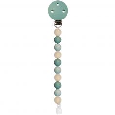 Attache sucette en silicone vert-beige-sauge - Nattou