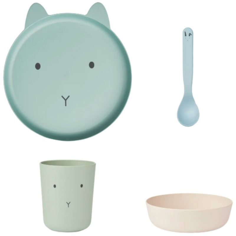 Coffret repas en bioplastique Brody Rabbit Dusty mint Liewood