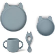 Coffret repas en silicone Vivi Lapin sea blue (4 pièces)  par Liewood