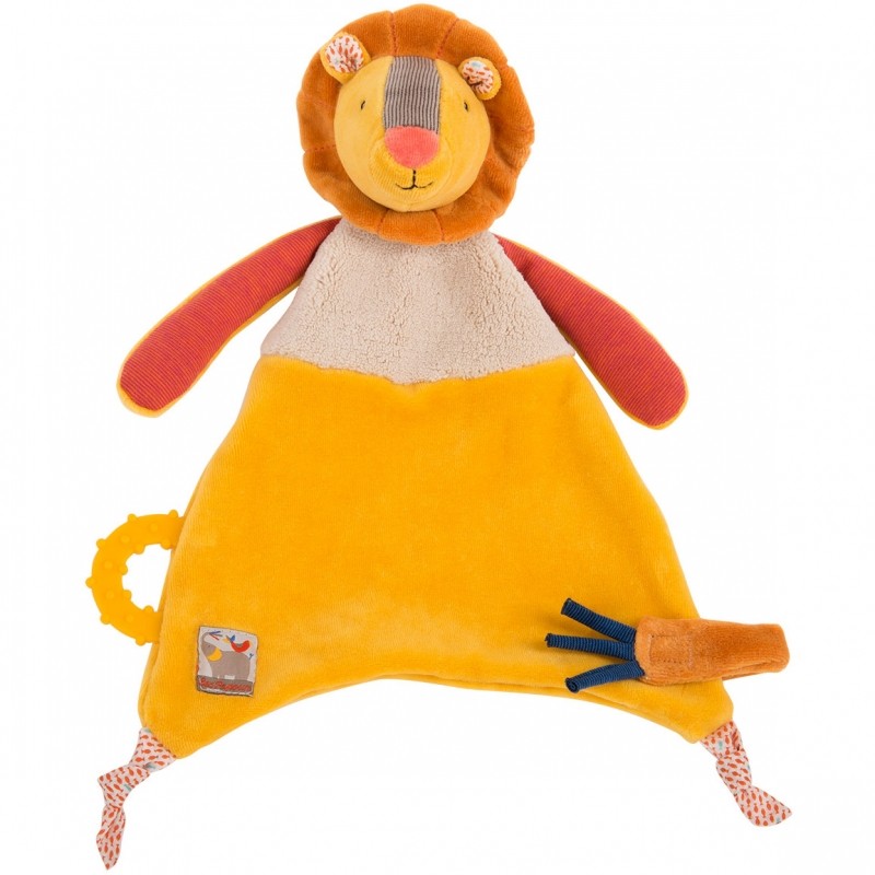 Doudou attache sucette lion Les Papoum Moulin Roty