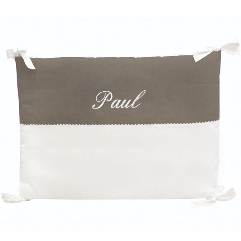 Tour de lit taupe personnalisable (pour lits 60 x 120 cm) ANVIE