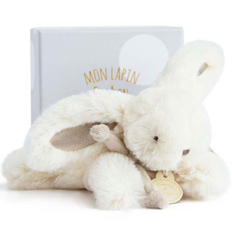 Coffret peluche lapin beige Bonbon (16 cm) Doudou et Compagnie