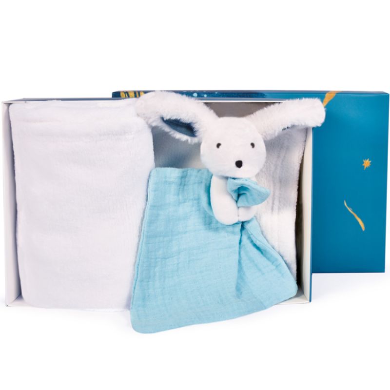 Coffret plaid et doudou Lapin Happy Pop Doudou et Compagnie