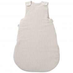 Gigoteuse ouatinée en gaze de coton beige rayé galet (6-18 mois) - BB & Co