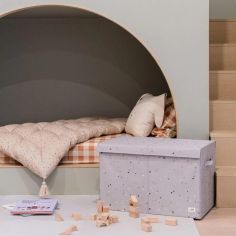 Coffre à jouets en tissu recyclé Terrazzo gris clair