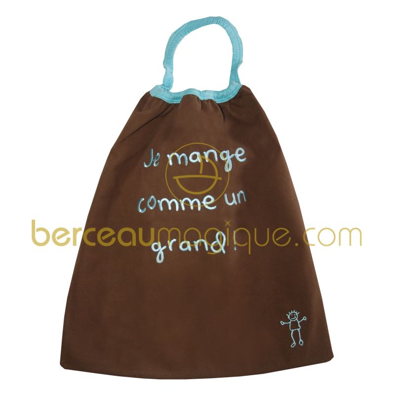 Serviette doublée élastiquée Je mange comme un grand choco-bleu BB & Co