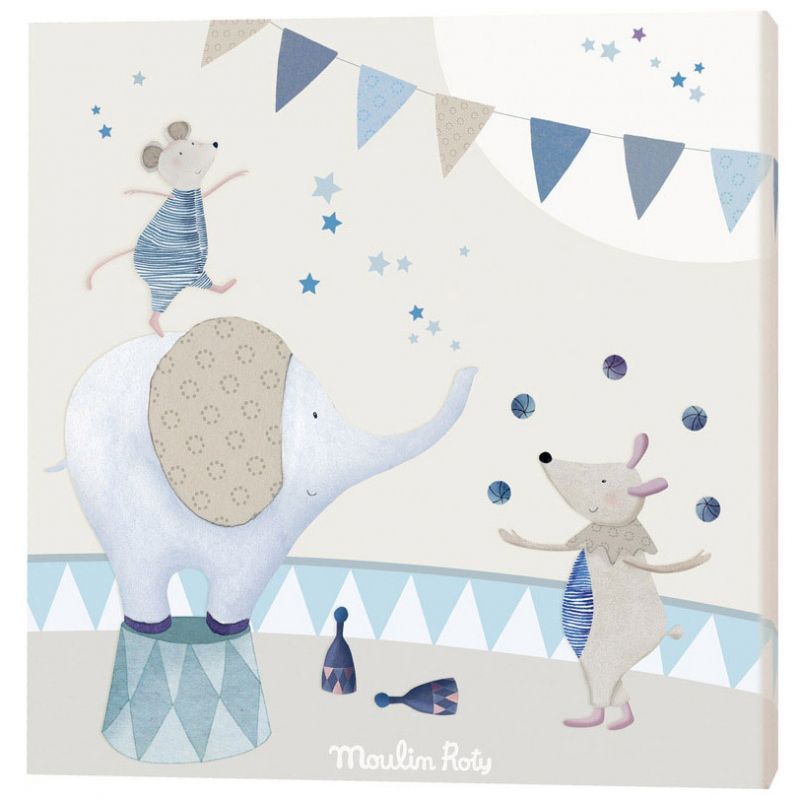 Cadre toile bleu Aimé et Céleste (30 x 30cm) Moulin Roty