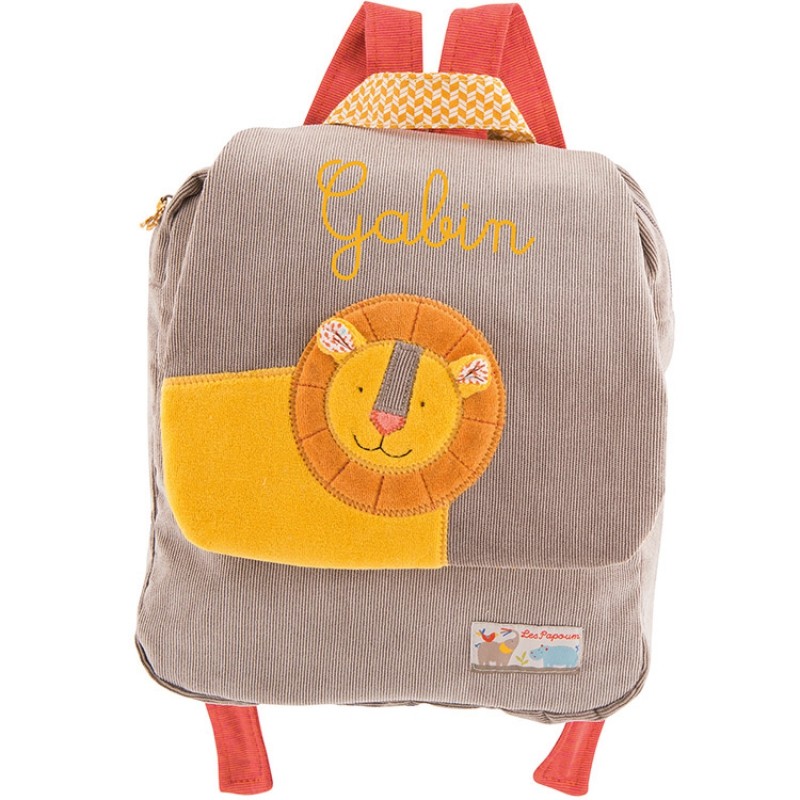 Sac à dos lion Les Papoum personnalisable Moulin Roty