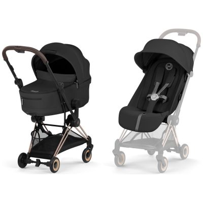 Duo MIOS 2026 Poussette citadine avec nacelle pliable et Châssis Rose Gold Sepia Black Cybex