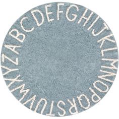 Tapis lavable rond ABC vintage bleu (150 cm) - Lorena Canals