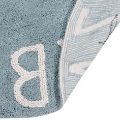 Tapis lavable rond ABC vintage bleu (150 cm)