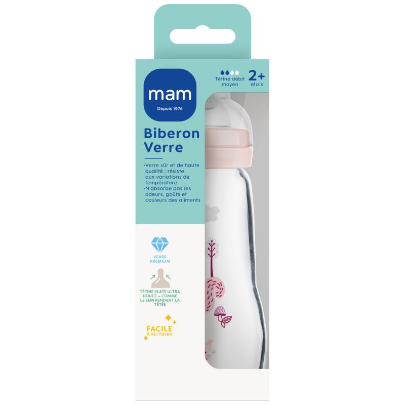 Biberon verre Nature Blush - Tétine Débit 2 (260ml) MAM Packaging 3