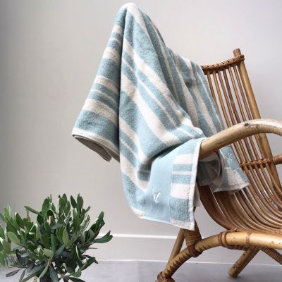 Serviette de plage rayée Lagon personnalisable (70 x 140 cm)