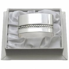 Rond de serviette Lien Perles personnalisable (métal argenté) dans son coffret