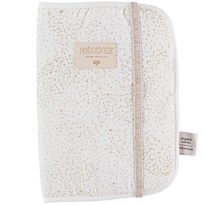 Protège carnet de santé Poema coton bio Gold bubble White Nobodinoz