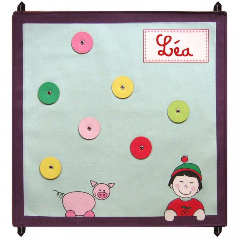 Pêle mêle vert d'eau et prune personnalisable (48 x 48 cm) Les Griottes