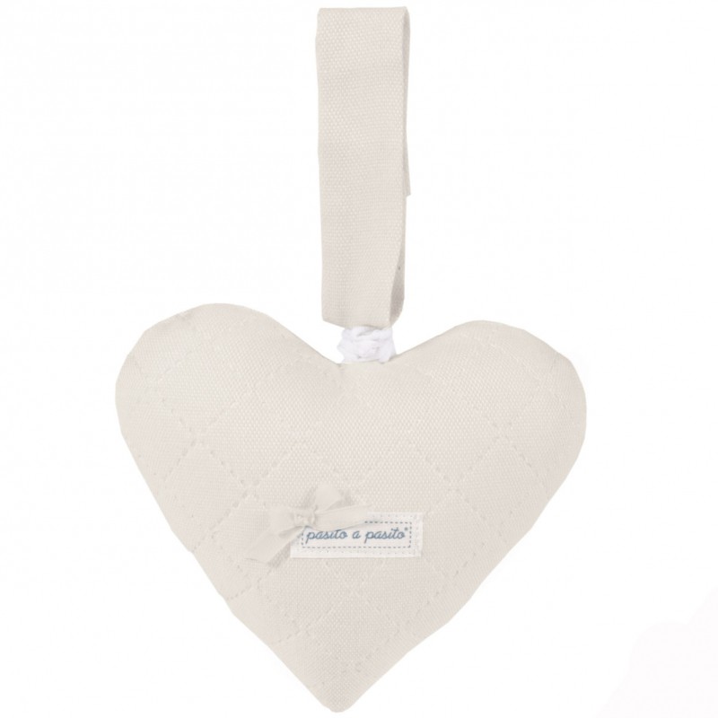 Coussin musical coeur à suspendre Oxford écru Pasito a pasito