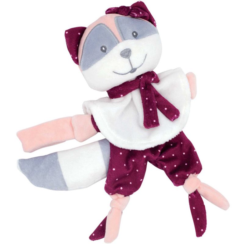 Doudou attache sucette raton laveur Olga Trois Kilos Sept